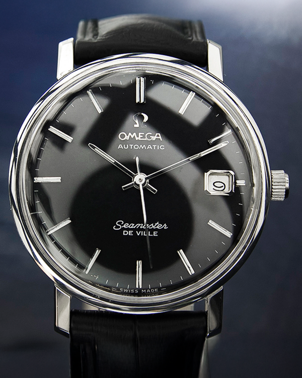 No Reserve - Omega Seamaster DeVille 35MM Black Dial Aftermarket Leather Strap (166.020)