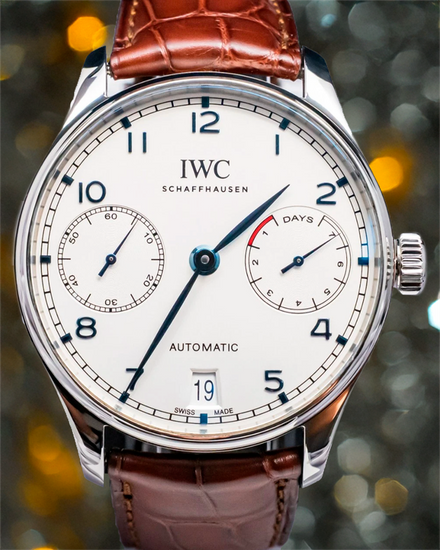 IWC Schaffhausen Portugieser 42MM Silver Dial Leather Strap (IW500705)