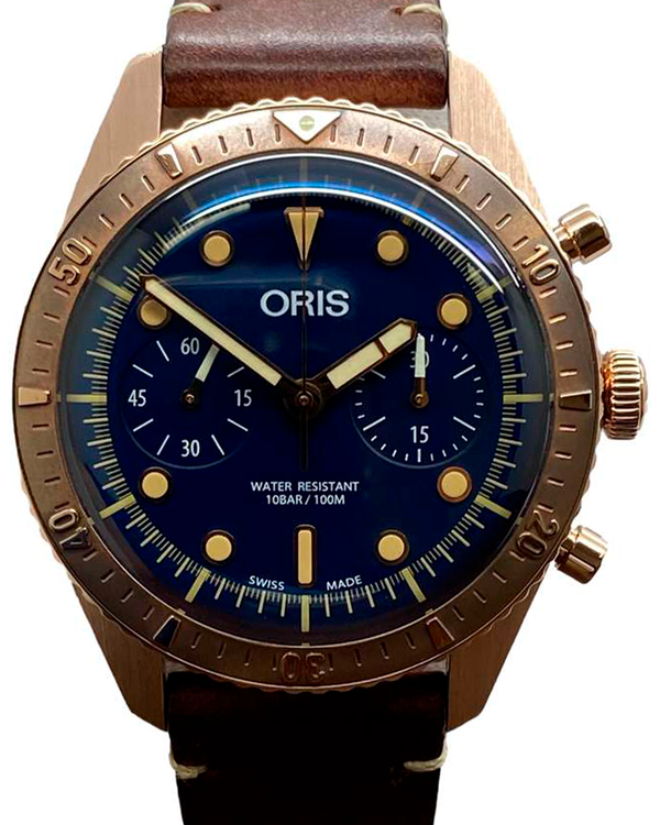Oris Classic "Carl Brashear" Chronograph  L. E. 43MM Blue Dial Leather Strap (01 771 7744 3185)
