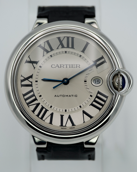 2018 Cartier Ballon Bleu 42MM Silver Dial Leather Strap (W69016Z4)