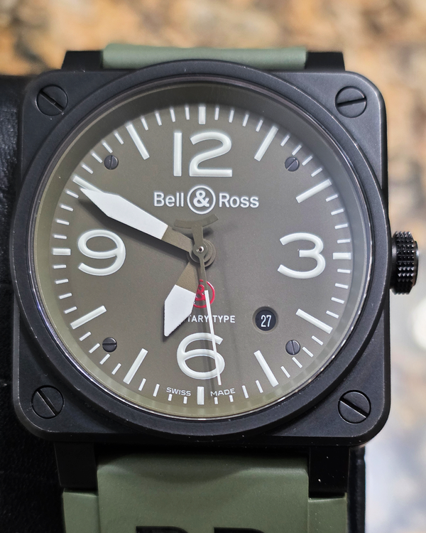 Bell & Ross BR 03-92 Diver Military Type 42MM Khaki Dial Rubber Strap (BR0392-S)