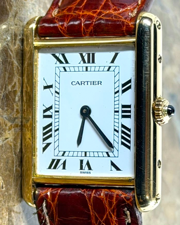 Cartier Tank Louis Cartier 23MM Quartz White Dial Leather Strap (81052)