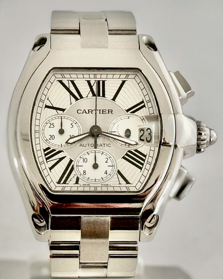Cartier Roadster 40MM Silver Dial Steel Bracelet (2618)