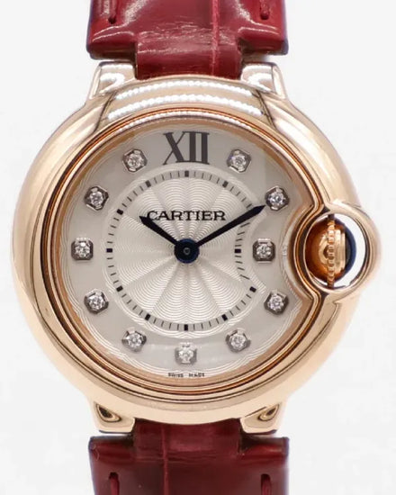 Cartier Ballon Bleu 28MM Quartz Silver Dial Leather Strap (WJBB0019)