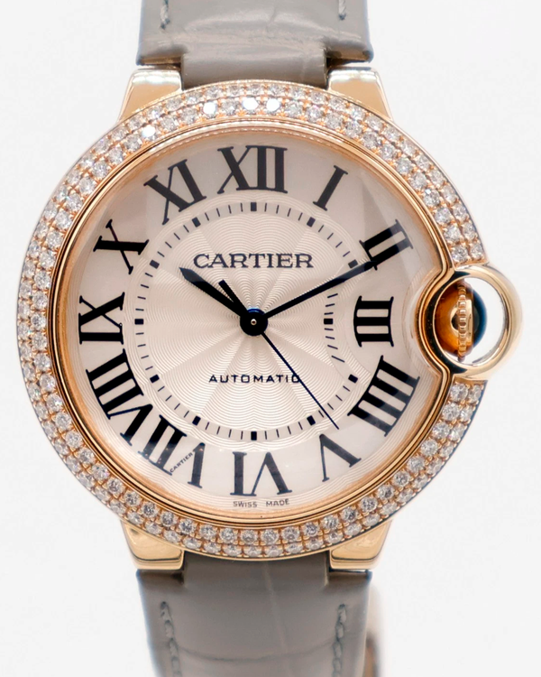 Cartier Ballon Bleu 36MM Silver Dial Leather Strap (WE900451)