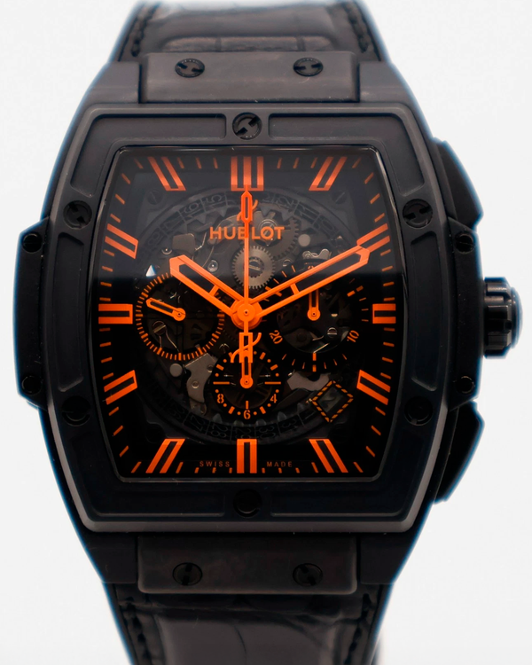 Hublot Spirit Of Big Bang All Black 45MM Skeleton Dial Leather Strap (601.CO.0190.LR)
