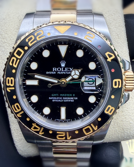 2008 Rolex GMT-Master II 40MM Black Dial Two-Tone Oyster Bracelet (116713LN)