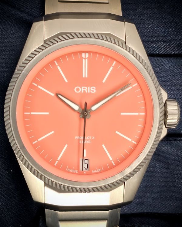 No Reserve - Oris ProPilot X Calibre 400 39MM Pink Dial Titanium Bracelet (01 400 7778 7158)