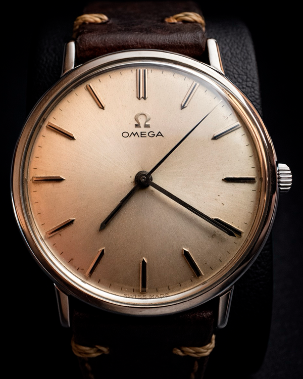 No Reserve - 1964 Omega Geneve Vintage 34MM Silver Dial Aftermarket Leather Strap (131.019)