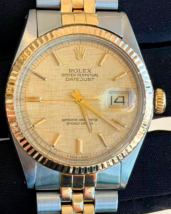1979 Rolex Datejust 36MM Champagne "Linen" Dial Two-Tone Jubilee Bracelet (1601)