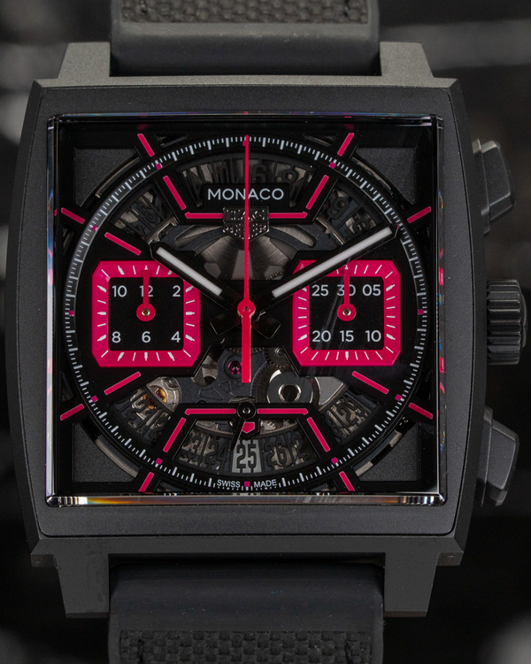 2024 Tag Heuer Monaco "Pink Phantom" 39MM Skeleton Dial Rubber Strap (CBL218B.FT6236)