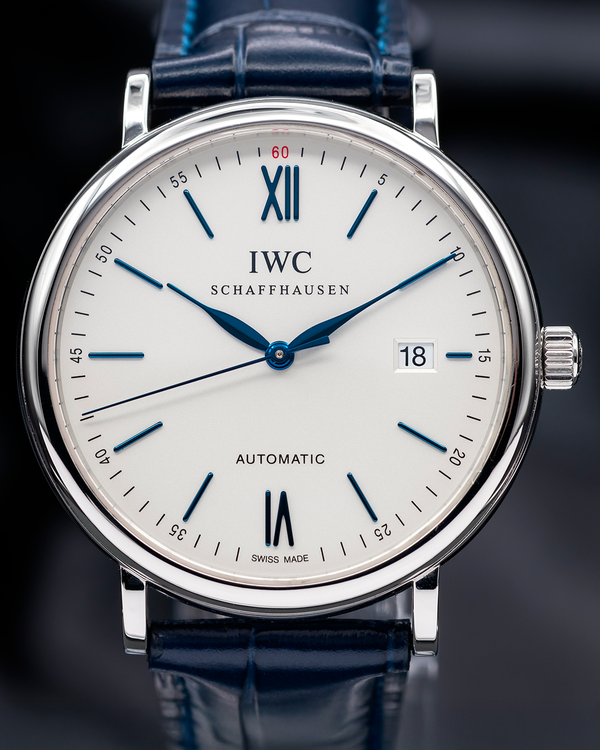 No Reserve - 2021 IWC Schaffhausen Portofino 40MM Silver Dial Leather Strap (IW356527)