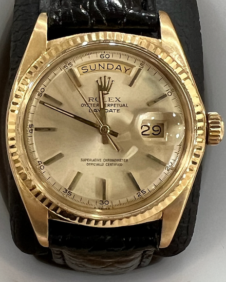 Rolex Day-Date 36MM Champagne Dial Aftermarket Leather Strap (1803)