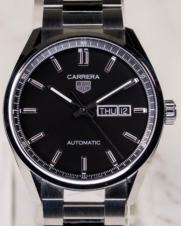 Tag Heuer Carrera Day-Date 41MM Black Dial Steel Bracelet (WBN2010.BA0640)
