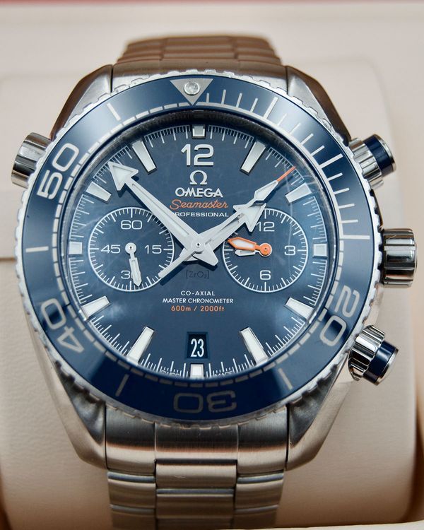 No Reserve - 2022 Omega Seamaster Planet Ocean Chronograph 45.5MM Blue Dial Steel Bracelet (215.30.46.51.03.001)