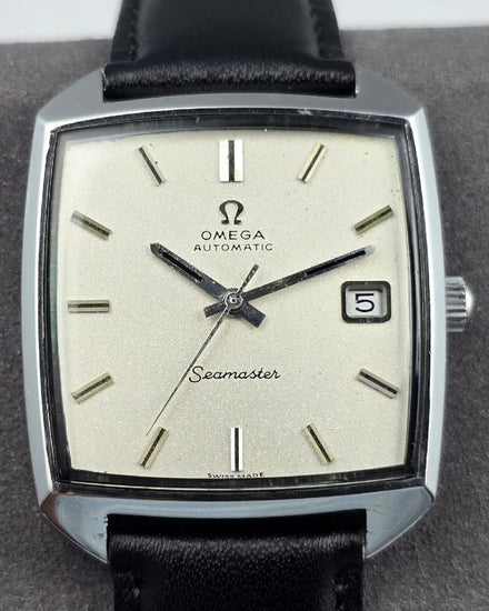 No Reserve - 1969 Omega Seamaster 34MM Silver Dial Aftermarket Leather Strap (166.042)