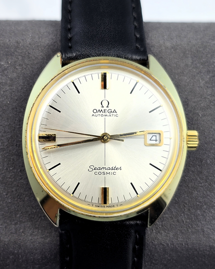 No Reserve - 1968 Omega Seamaster Cosmic 35MM Silver Dial Aftermarket Leather Strap (166.026)