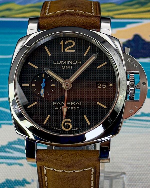2019 Panerai Luminor 1950 3 Days GMT 42MM Black Dial Leather Strap (PAM01535)