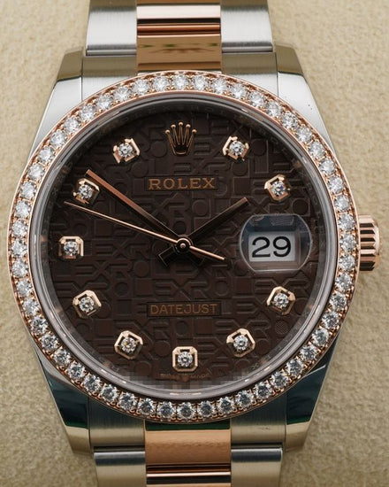 Rolex Datejust 36MM Chocolate "Jubilee Motif" Dial Two-Tone Oyster Bracelet (126281RBR)