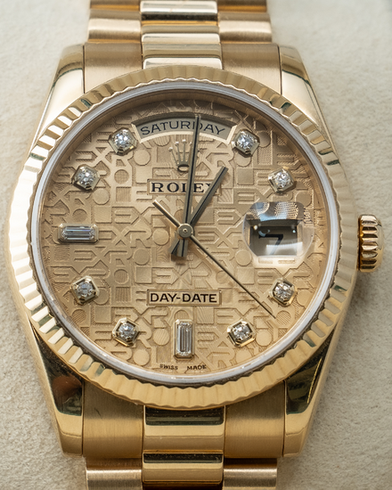 2004 Rolex Day-Date 36MM Champagne "Jubilee Motif" Dial Yellow Gold President Bracelet (118238)