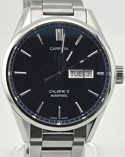 2023 Tag Heuer Carrera Calibre 5 41MM Black Dial Steel Bracelet (WAR201A.BA0723)