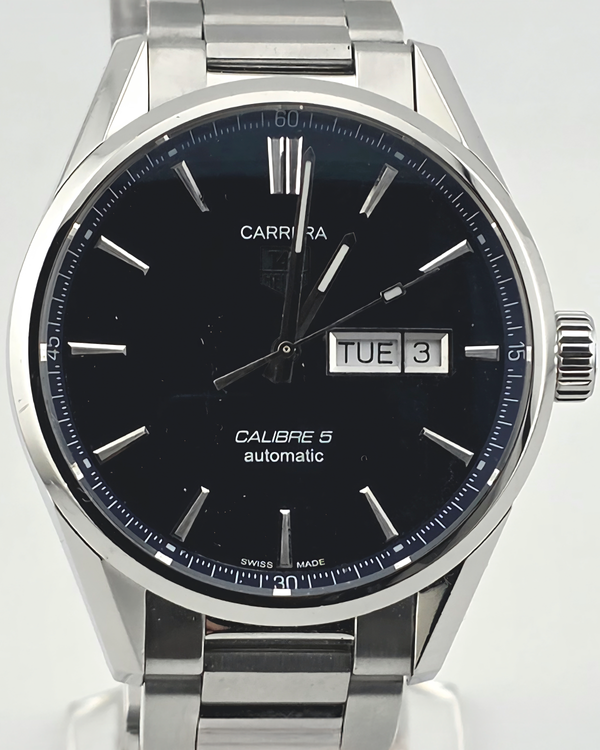 2023 Tag Heuer Carrera Calibre 5 41MM Black Dial Steel Bracelet (WAR201A.BA0723)