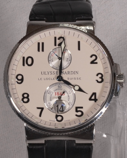 Ulysse Nardin Marine 41MM White Dial Leather Strap (263-66)