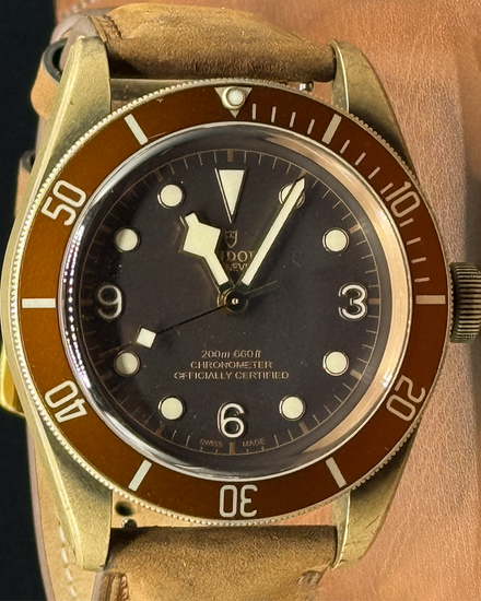 Tudor Black Bay Bronze 43MM Brown Dial Aftermarket Leather Strap (79250BM)