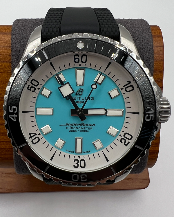 2022 Breitling Superocean 44MM Turquoise Dial Rubber Strap (A17376211L2S1)