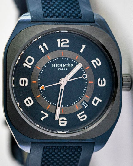 No Reserve - 2025 Hermès H08 39MM Blue Dial Rubber Strap (W056950WW00)