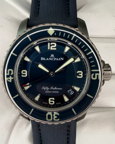 No Reserve - 2023 Blancpain Fifty Fathoms 45MM Blue Dial Textile Strap (5015-12B40-O52A)