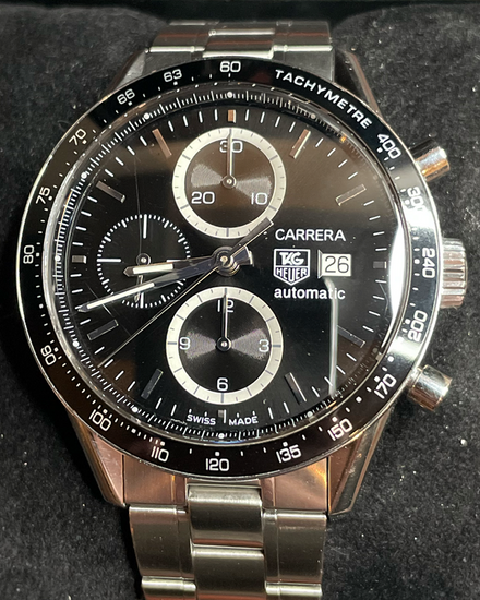 2008 Tag Heuer Carrera 41MM Black Dial Steel Bracelet (CV2010)