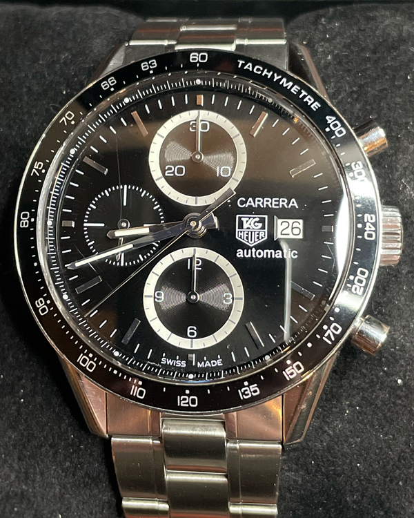2008 Tag Heuer Carrera 41MM Black Dial Steel Bracelet (CV2010)