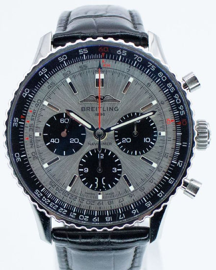 2022 Breitling Navitimer B01 Chronograph 43MM Silver Dial Leather Strap (AB0138)