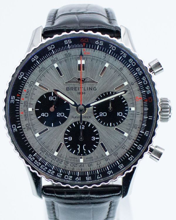 2022 Breitling Navitimer B01 Chronograph 43MM Ice Blue Dial Leather Strap (AB0138)