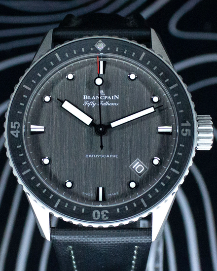 2023 Blancpain Fifty Fathoms Bathyscape 43MM Anthracite Dial Leather Strap (5000-1210-NAGA)
