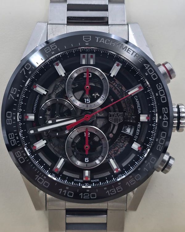 2016 Tag Heuer Carrera 43MM Skeleton Dial Steel Bracelet (CAR201V.BA0714)