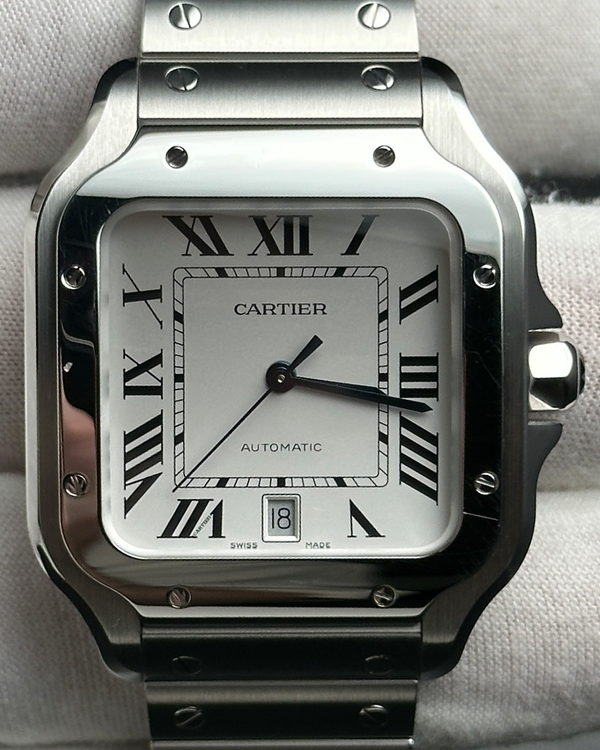 2022 Cartier Santos De Cartier 39.8MM White Dial Steel Bracelet (WSSA0018)