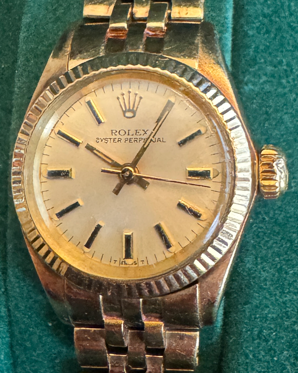 1980 Rolex Oyster Perpetual 24MM Silver Dial Yellow Gold Jubilee Bracelet (6719)