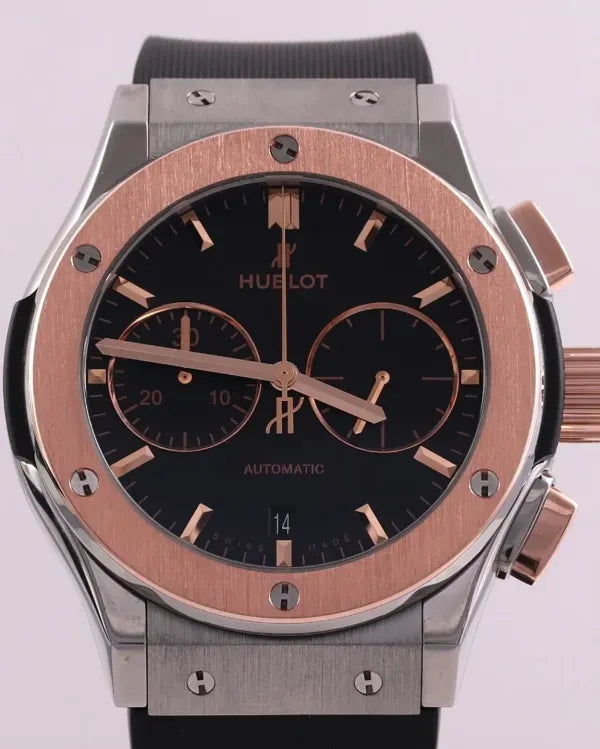 2021 Hublot Classic Fusion Chronograph Titanium King Gold 45MM Black Dial Rubber Strap (521.NO.1181.RX)