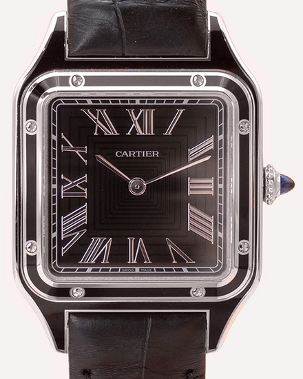 2025 Cartier Santos Dumont 31.4MM Black Dial Leather Strap (WSSA0046)