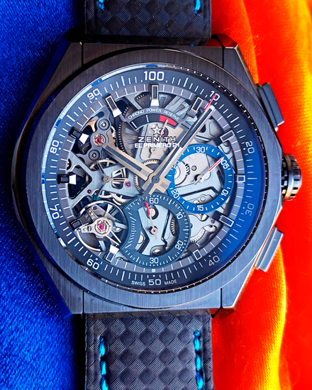 2021 Zenith Defy El Primero 21 44MM Skeleton Dial Aftermarket Textile Strap (49.9000.9004/78.R582)