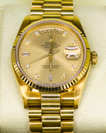 1984 Rolex Day-Date 36MM Champagne Dial Yellow Gold President Bracelet (18038)