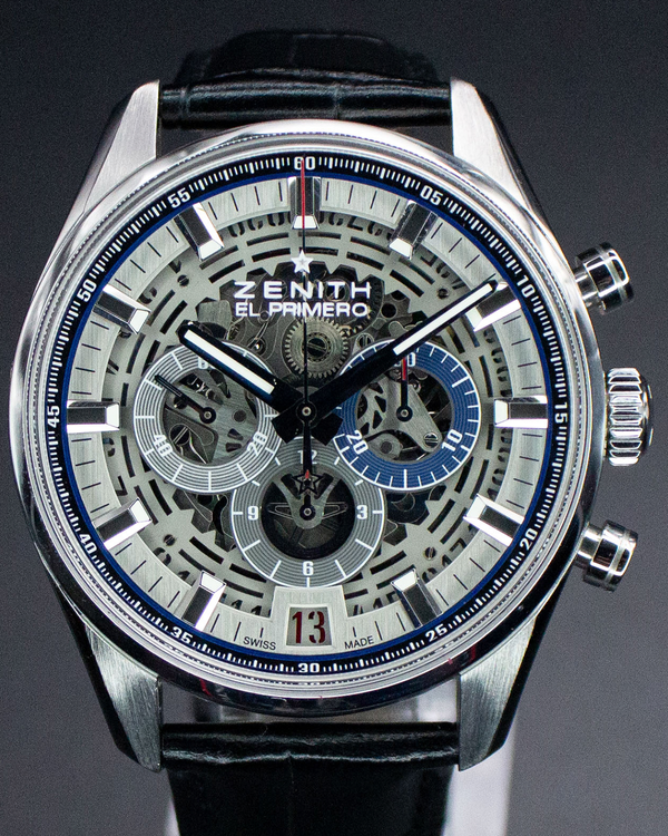 Zenith El Primero Chronomaster 42MM Skeleton Dial Leather Strap (03.2081.400/78.C813)