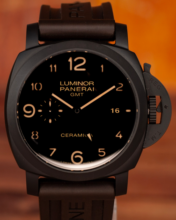 2015 Panerai Luminor GMT 1950 3 Days 44MM Black Dial Leather Strap (PAM00441)