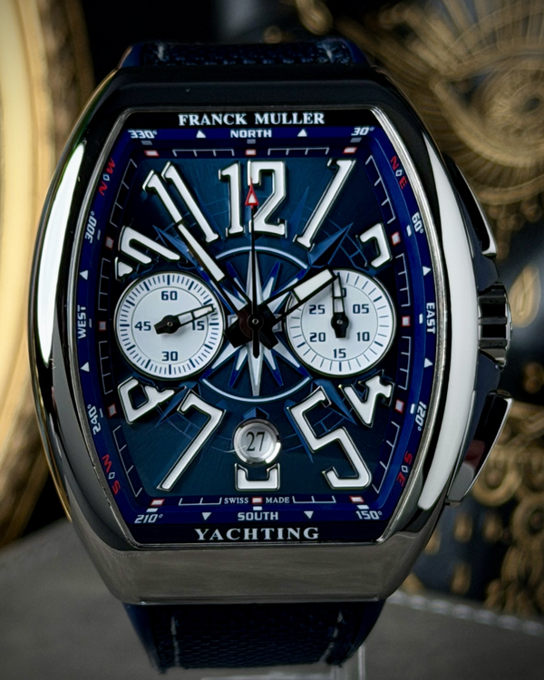 2018 Franck Muller Vanguard Yachting Chronograph 45MM Blue Dial Rubber Strap (V45 CC DT YACHTING AC BL)