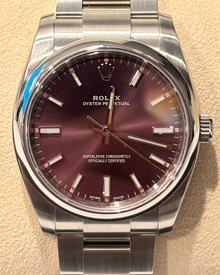 No Reserve - 2018 Rolex Oyster Perpetual 34MM Grape Dial Oyster Bracelet (114200)