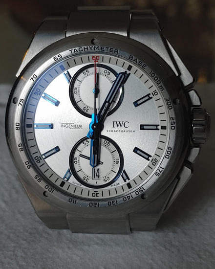IWC Schaffhausen Ingenieur Chronograph Racer 45MM Silver Dial Steel Bracelet (IW378510)