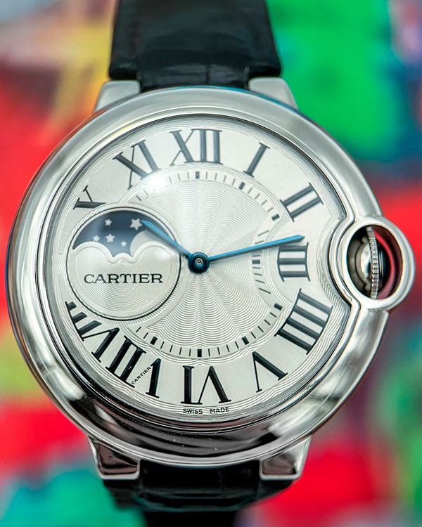 2018 Cartier Ballon Bleu 37MM Silver Dial Leather Strap (WSBB0020)