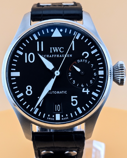 IWC Schaffhausen Pilot 46MM Black Dial Leather Strap (IW500401)